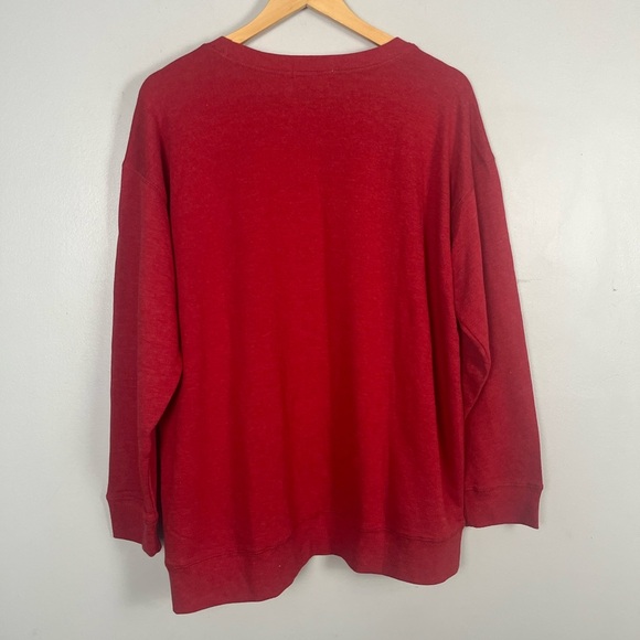 Anneliese Red White Graphic Women's Embroidered Football Sweater size 2X - Picture 7 of 7